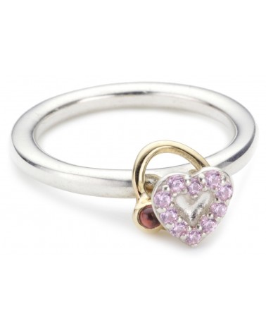 ANILLO PLATA Y ORO CORAZON ROSA PANDORA 190844RHL