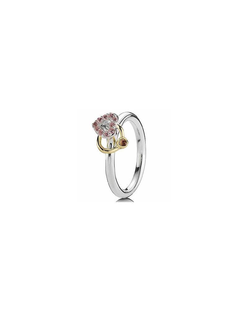 ANILLO PLATA Y ORO CORAZON ROSA PANDORA 190844RHL