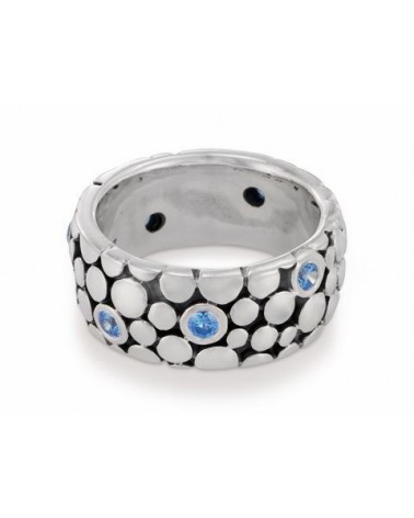 ANILLO PLATA Y CIRCONITAS AZULES PANDORA 190247CZB