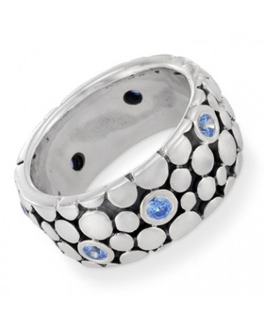 ANILLO PLATA Y CIRCONITAS AZULES PANDORA 190247CZB