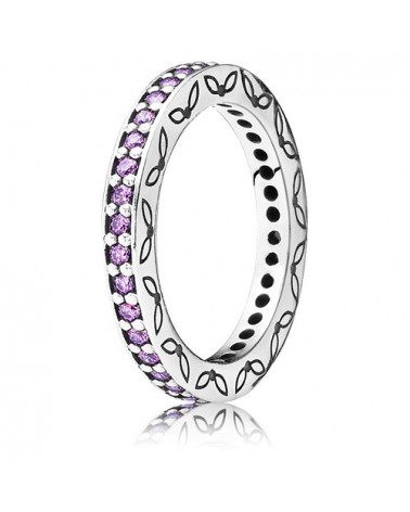 ANILLO PLATA PANDORA CON CIRCONITAS MORADAS PURPLE RING 190618CFP