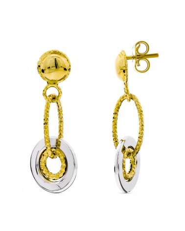 Pendientes de oro bicolor de 18 kilates PM-15810