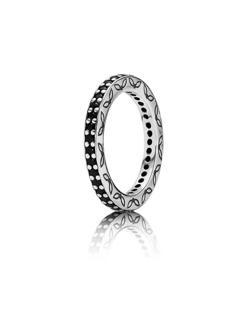 ANILLO PLATA Y CIRCONITAS NEGRAS PANDORA 190618NCK