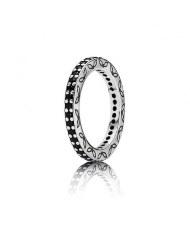 ANILLO PLATA Y CIRCONITAS NEGRAS PANDORA 190618NCK