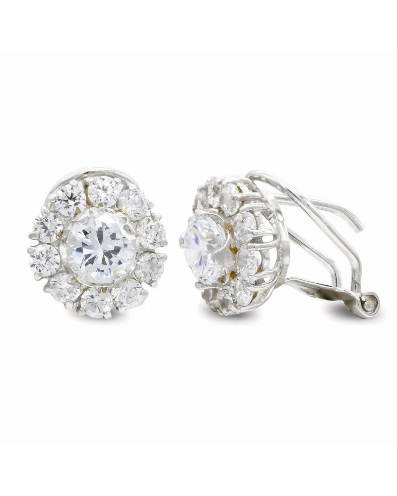 Pendientes oro 18k blanco circonita omega