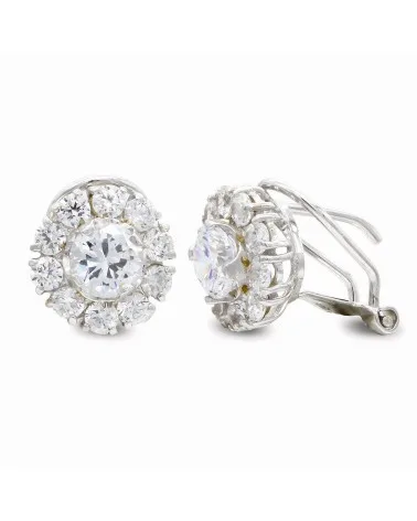 Pendientes oro 18k blanco circonita omega