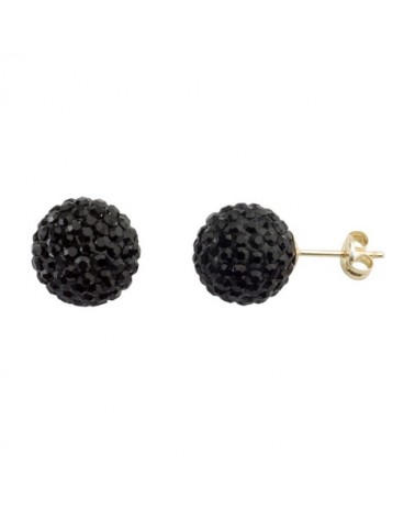 PENDIENTES ORO BOLA NEGRA GRANDES