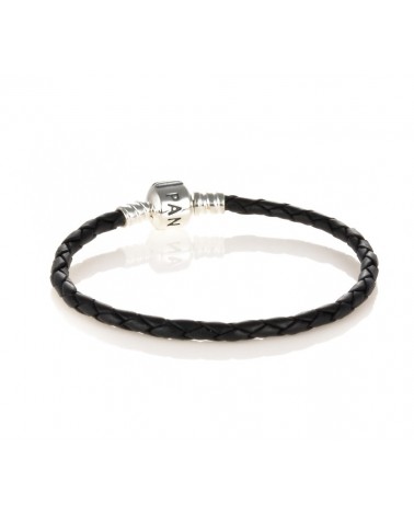 PULSERA PANDORA CUERO NEGRO Y CIERRE PLATA 18CM  590705CBK-S