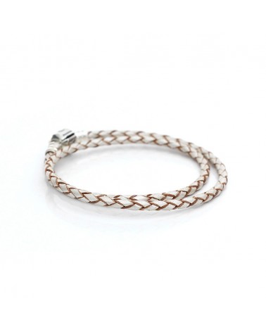 PULSERA PANDORA CUERO TRENZADO BLANCO DOBLE 34CM 590705CPL-D