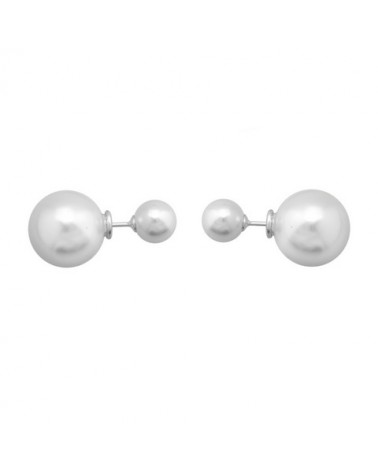 PENDIENTES PERLA DOBLE BLANCA EN PLATA 14-8mm