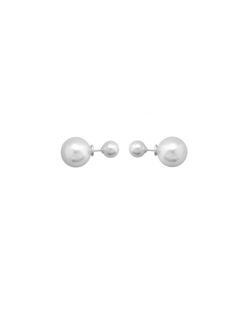 PENDIENTES PERLA DOBLE BLANCA EN PLATA 14-8mm