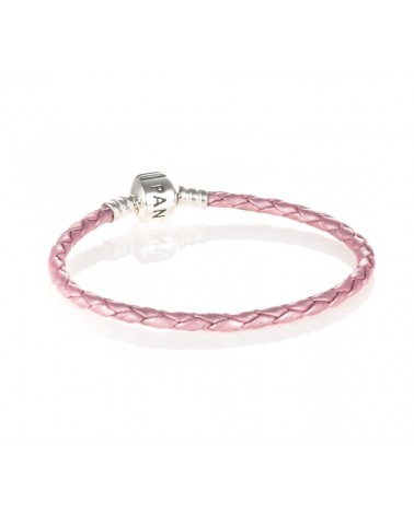 PULSERA PANDORA CUERO ROSA SIMPLE Y CIERRE PLATA 20CM 590705CMP-S