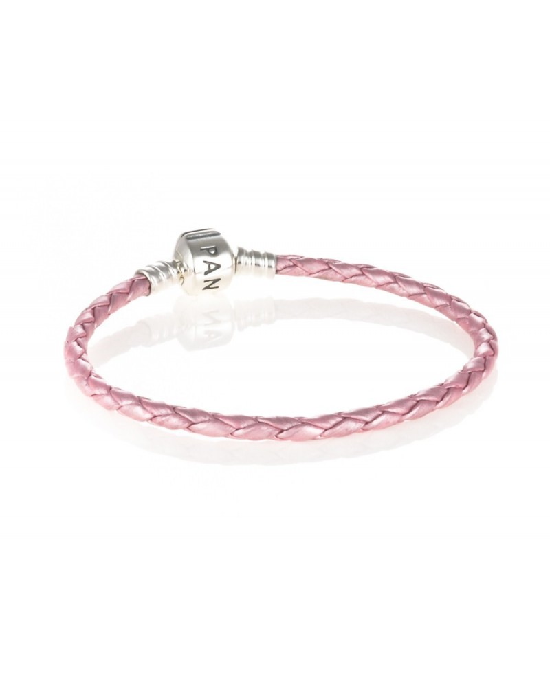 encima solapa ataque PULSERA PANDORA ORIGINAL CON CUERO ROSA SENCILLO Y CIERRE PANDORA.