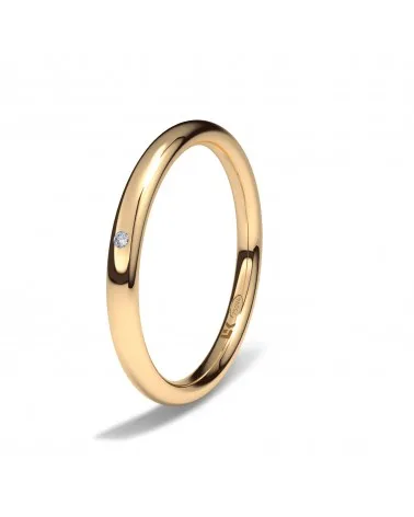 Alianza de boda oro rojo 18k 2 mm elipse con diamante