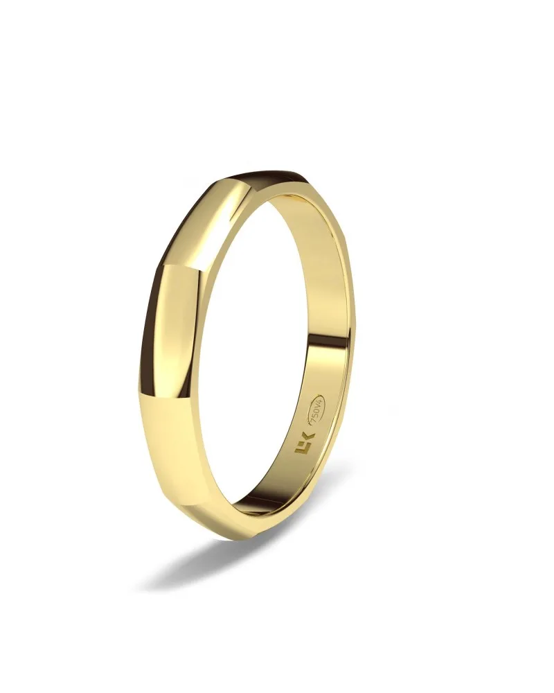 Alianza de boda oro amarillo 18k 3mm poligonal brillo