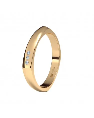Alianza de boda oro rojo 18k 3mm poligonal diamantes