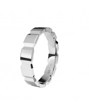 Alianza de boda oro blanco 18k 4mm cúbica decorada