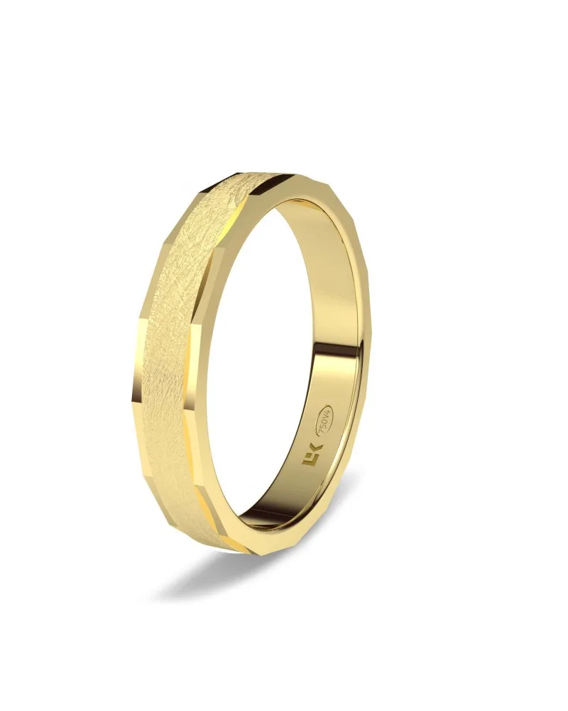 Alianza de boda oro amarillo 18k 4mm rectangular hielo tuercas