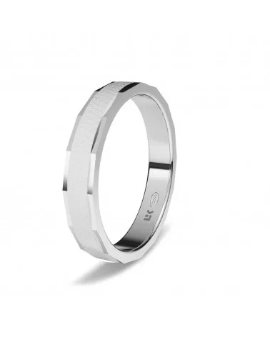 Alianza de boda oro blanco 18k 4mm rectangular mate grueso