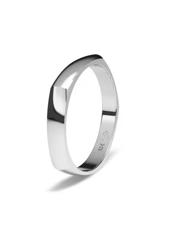 Alianza de boda oro blanco 18k 3mm poligonal estándar