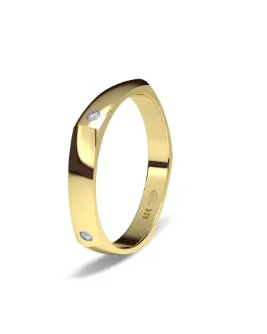 Alianza de boda oro amarillo 18k 3mm pentagonal 5 diamantes