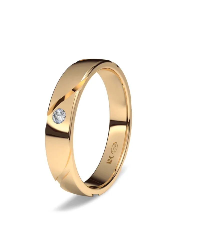 Alianza de boda oro rojo 9k 4mm plana diamante Altea