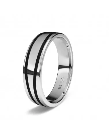 Alianza de boda oro blanco 9k 5mm plana Biarritz