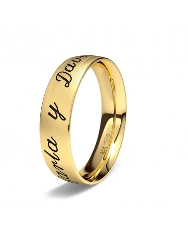 Alianza de boda oro amarillo 9k 5mm plana grabada