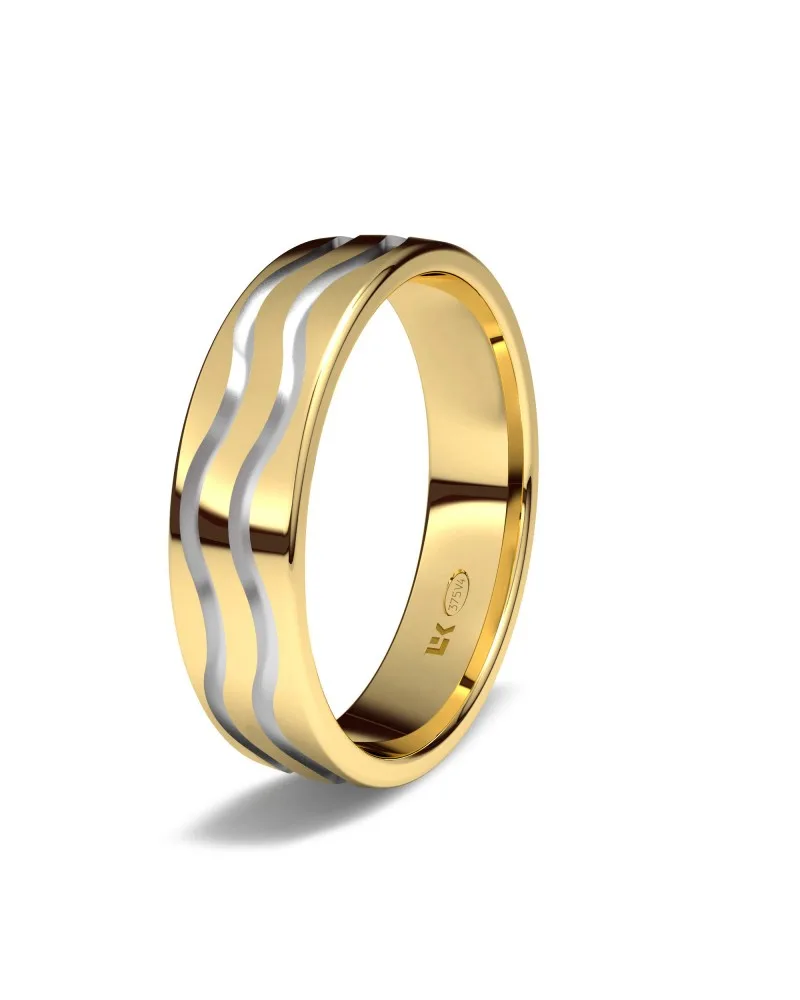 Alianza de boda oro amarillo 9k 5mm marinera mahón bicolor