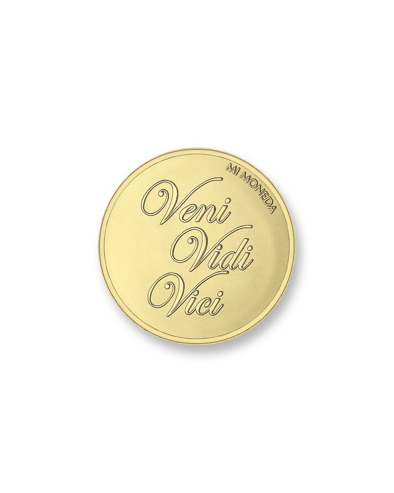 MI MONEDA DOLCE VITA VENI VEDI VICI GRANDE DORADA GOLD PLATED MON-DOL-02-L