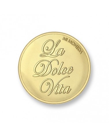 MI MONEDA DOLCE VITA VENI VEDI VICI GRANDE DORADA GOLD PLATED MON-DOL-02-L