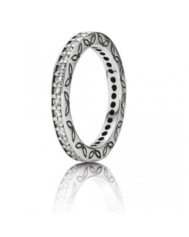 Anillo Pandora con circonitas y mariposas grabadas 190618CZ