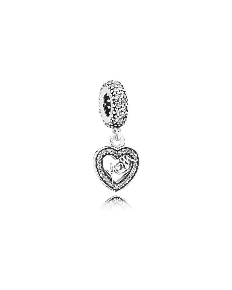 Charm Pandora colgante corazón con la palabra Mom 791521CZ