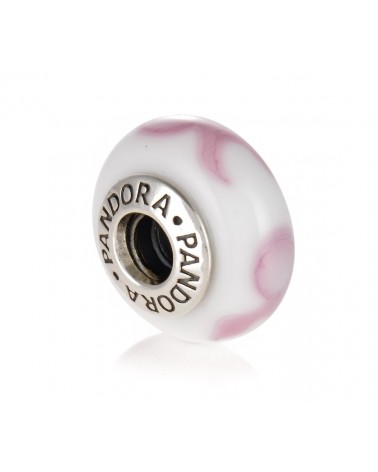 CHARM PANDORA MURANO CONTRA EL CANCER DE MAMA BLANCO Y LAZO ROSA 790928