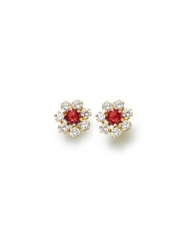 PENDIENTES ROSETON ROJO