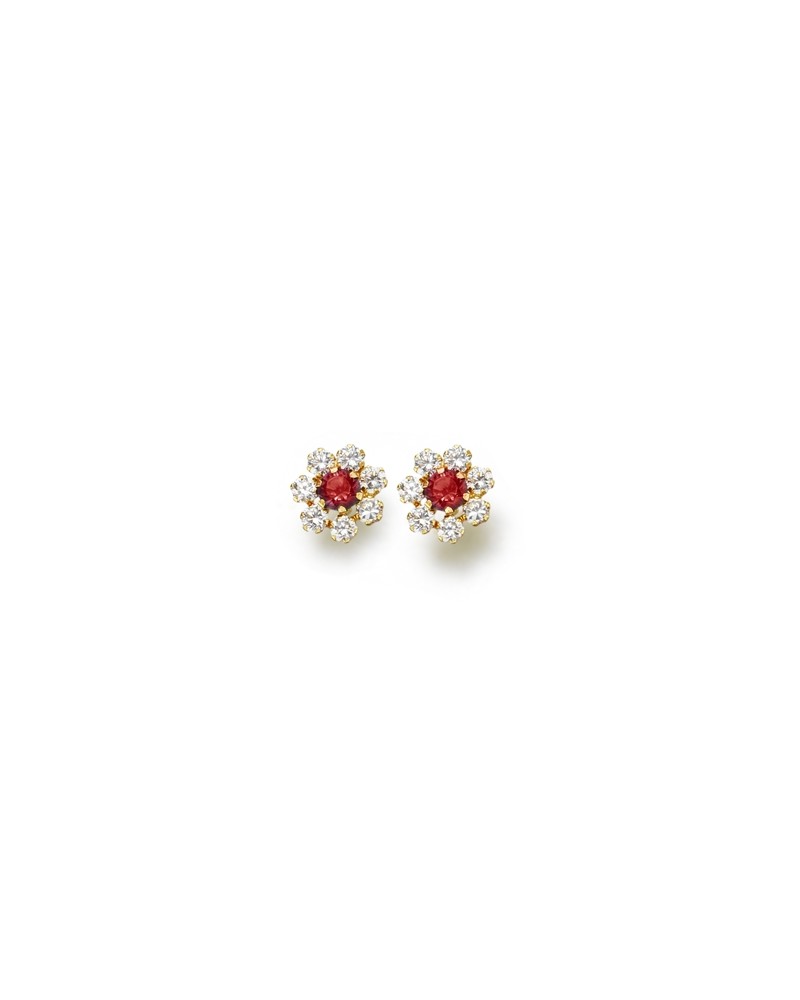 PENDIENTES ROSETON ROJO