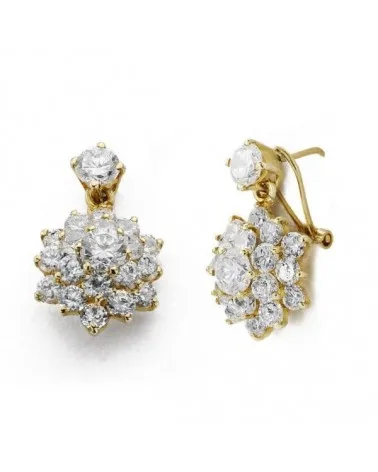 Pendientes oro 18k circonita 20x13 mm