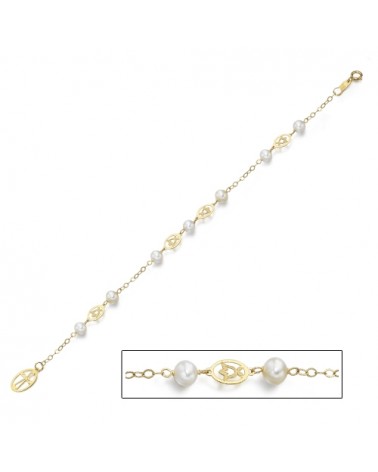 PULSERA ORO Y PERLAS 37