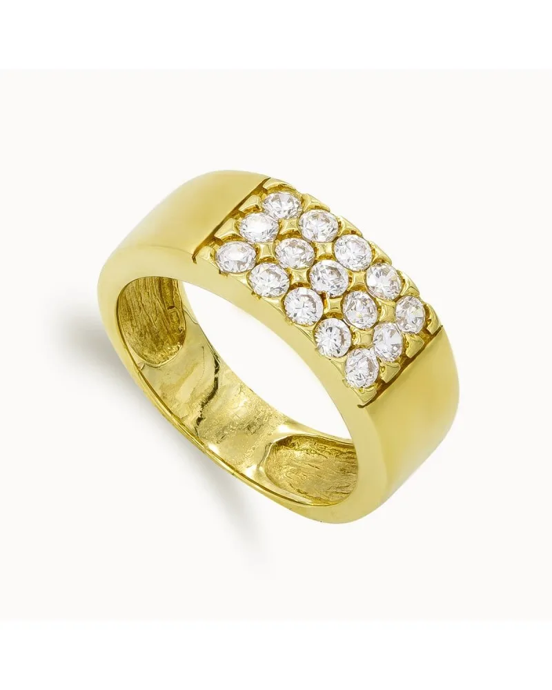 Sortija oro 18k amarillo circonitas ancho 7,5 mm