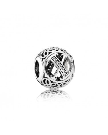 Charm Pandora letra X inicial calada en plata 791868CZ