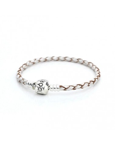 PULSERA PANDORA CUERO TRENZADO SIMPLE Y CIERRE PLATA 19CM 590705CPL-S