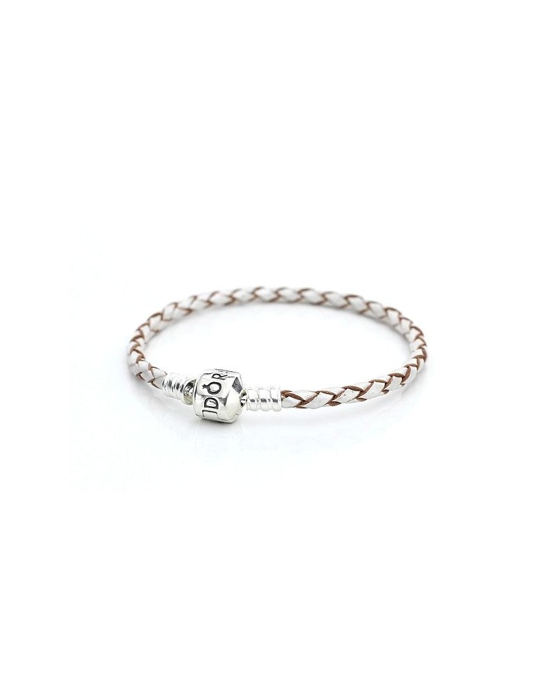 PULSERA PANDORA CUERO TRENZADO SIMPLE Y CIERRE PLATA 19CM 590705CPL-S