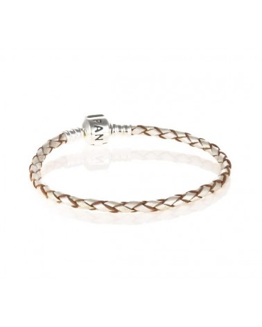 PULSERA PANDORA CUERO TRENZADO SIMPLE Y CIERRE PLATA 19CM 590705CPL-S