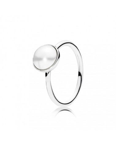 Anillo Pandora Gota Luminosa de plata con cristal de perla blanca 191010WCP