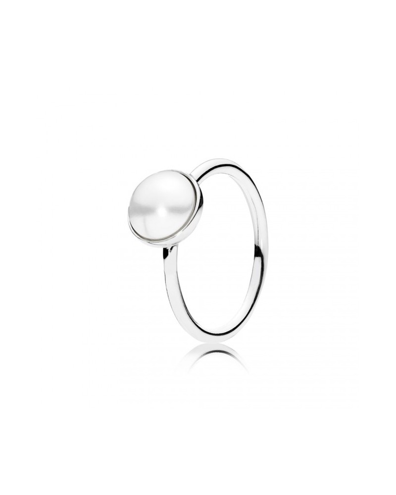 Anillo Pandora Gota Luminosa de plata con cristal de perla blanca 191010WCP