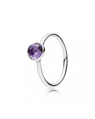 Anillo Pandora Gota de Febrero de plata con amatista sintética 191012SAM