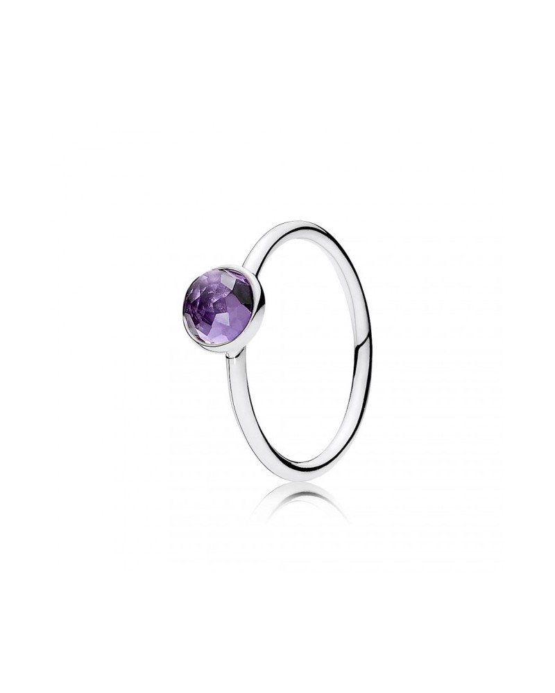 Anillo Pandora Gota de Febrero de plata con amatista sintética 191012SAM
