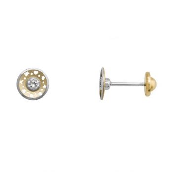 pendientes oro blanco y oro amarillo con rosca.