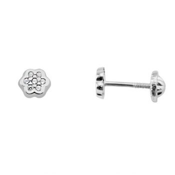 Pendientes oro blanco flor.