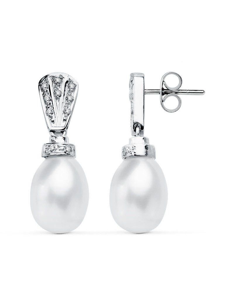 PENDIENTES DE ORO BLANCO Y PERLAS